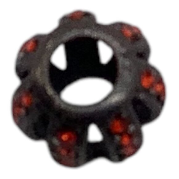European Style Spacer Bead With Red Rhinestones For Bracelets Unisex Black - Picture 4 of 6